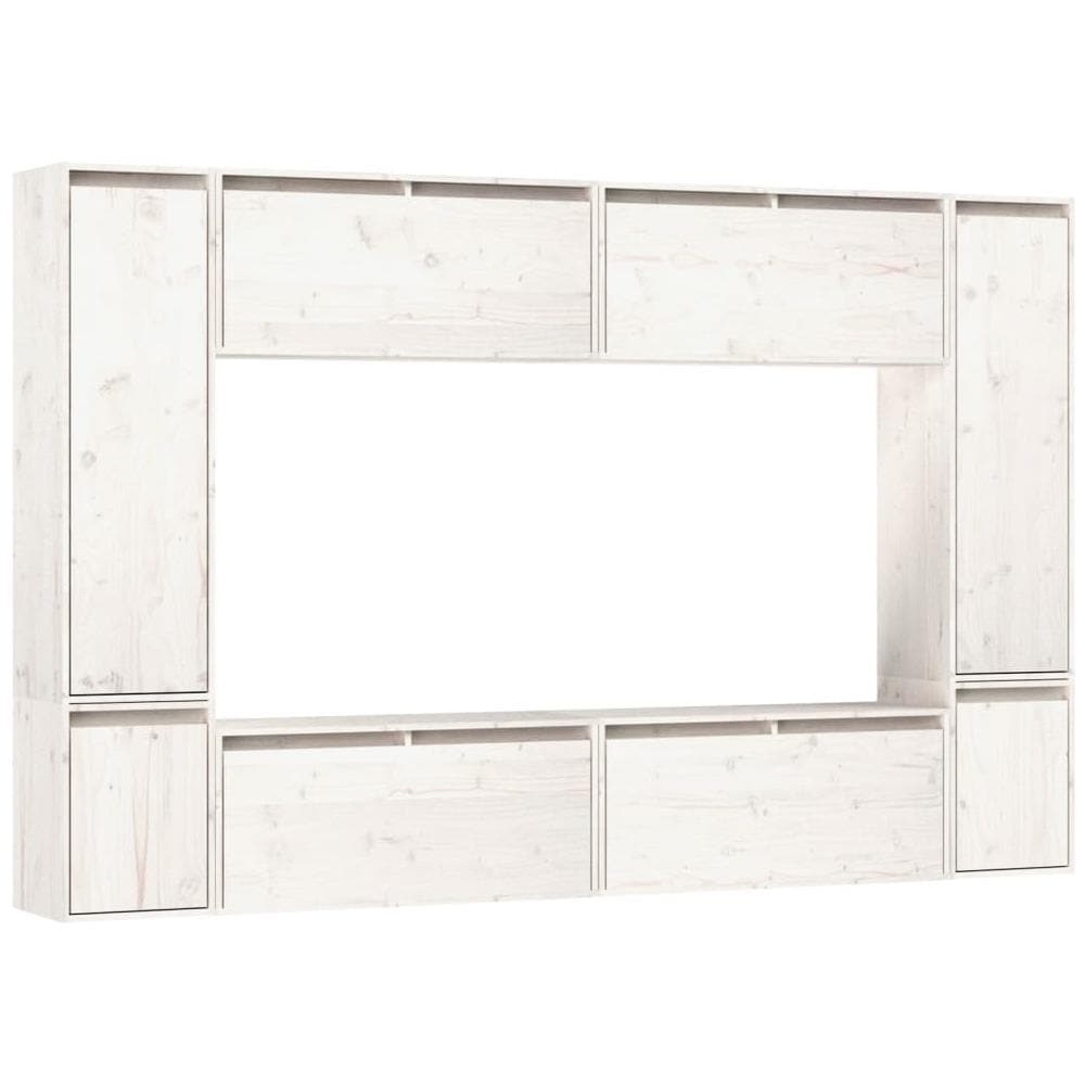 Mobili Tv 8 Pz Bianchi In Legno Massello Di Pino - Foto 2