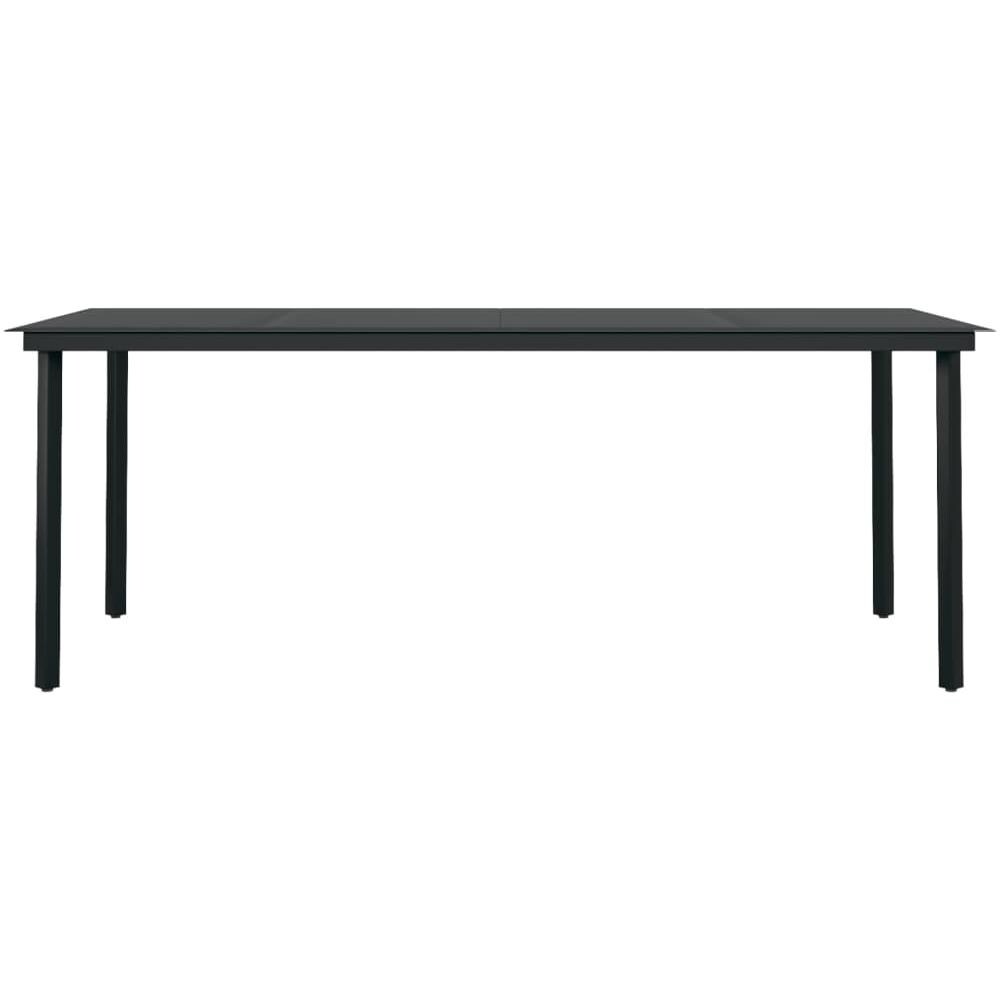 Tavolo Da Pranzo Da Giardino Nero 200x100x74 Cm Acciaio E Vetro - Foto 3