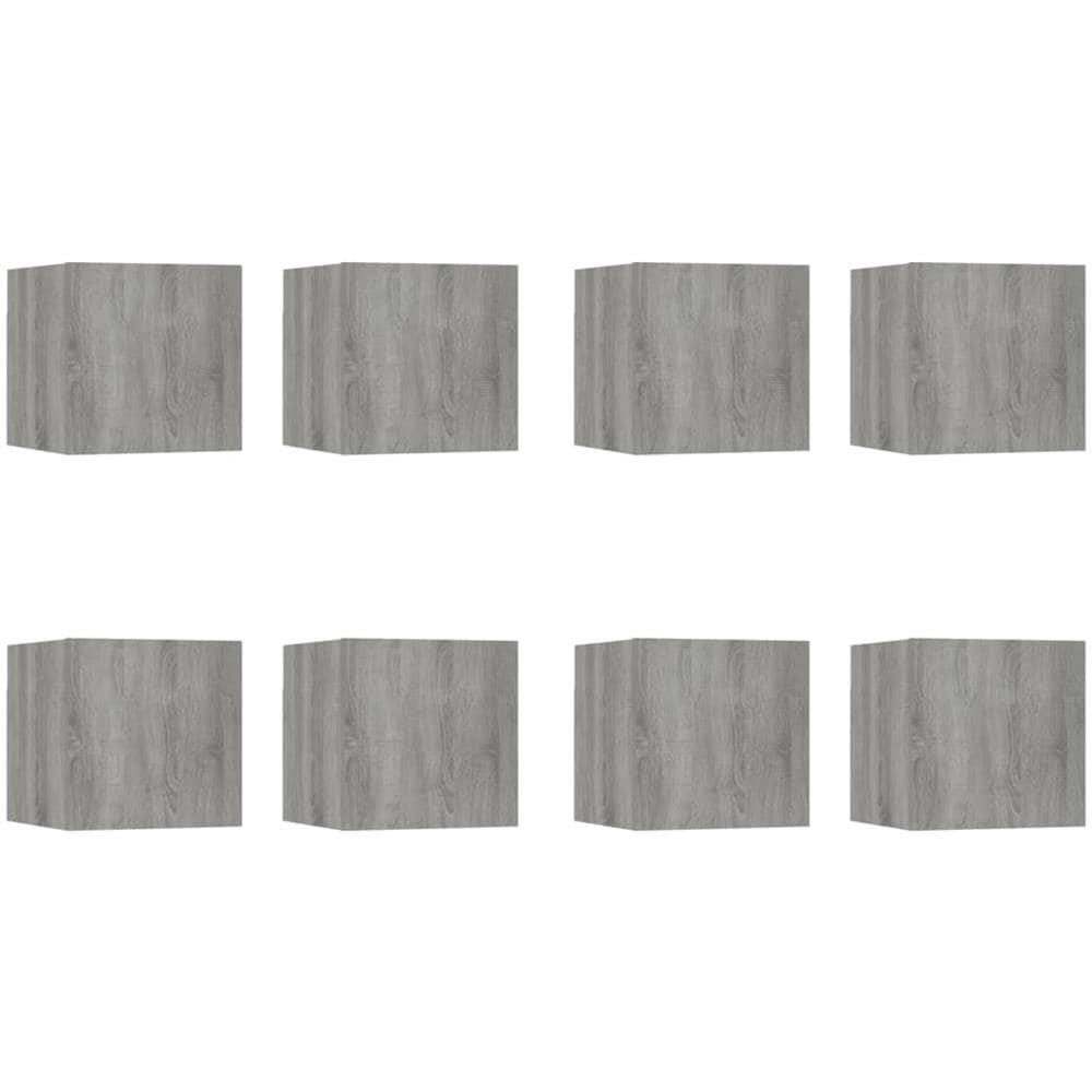 Armadietti Tv A Parete 8 Pz Grigio Sonoma 30,5x30x30 Cm - Foto 2
