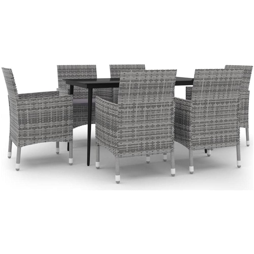 Set Da Pranzo Per Giardino 7 Pz Con Cuscini Polyrattan E Vetro - Foto 2