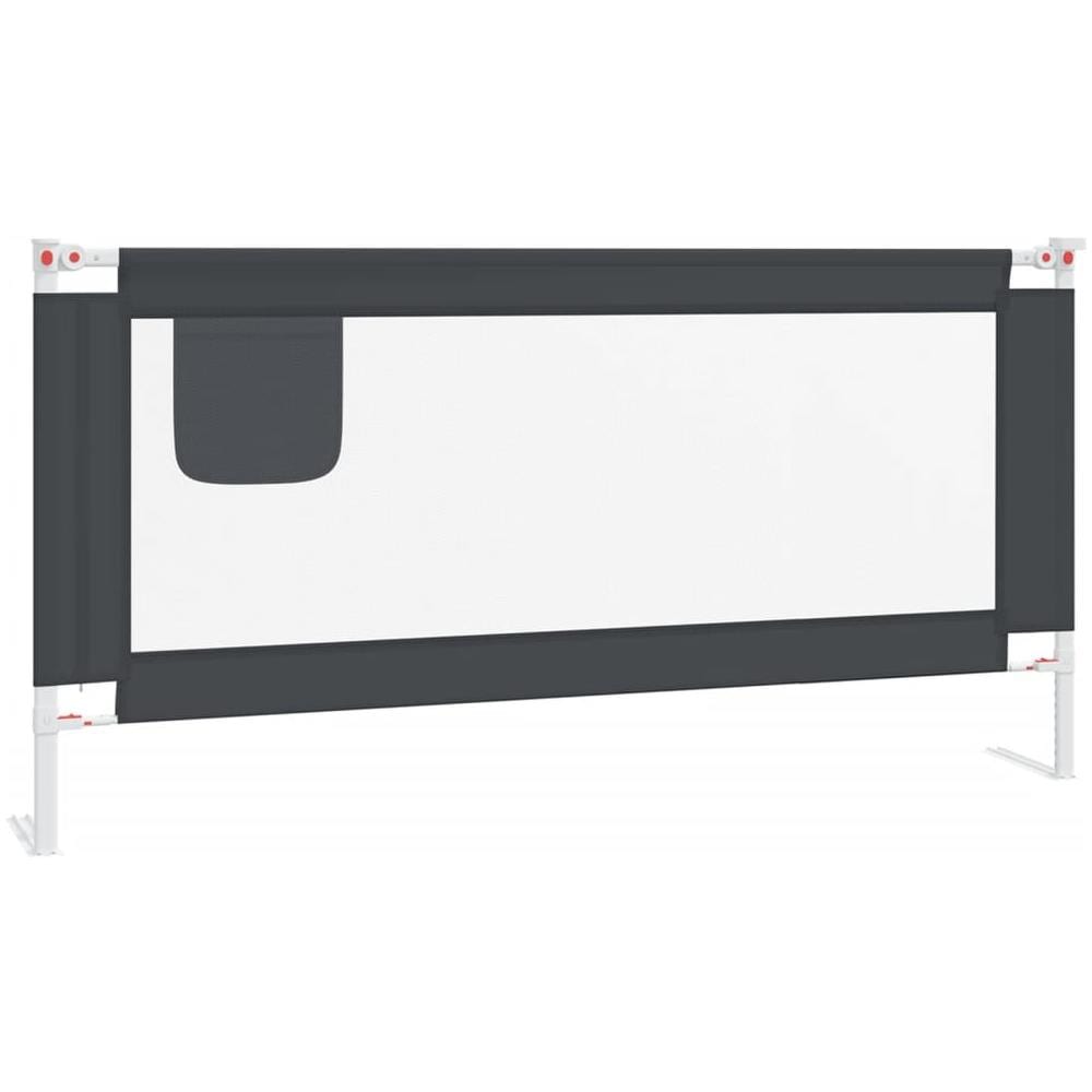 Sponda Letto Sicurezza Bambini Grigio Scuro 180x25 cm Tessuto - Foto 2