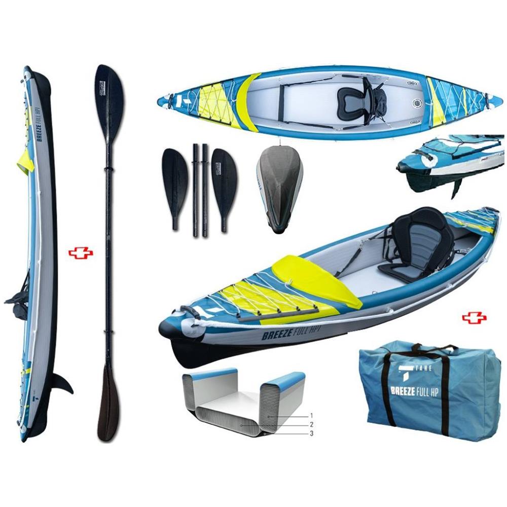 Canoa Gonfiabile Air Breeze Full Hp 1 107183 + Pagaia Pro Carbon-4 Div. In 4 Parti Tahe / Bic Sport - Foto 1
