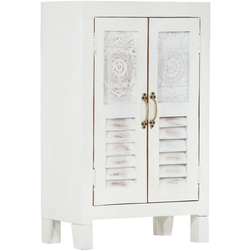 Credenza Bianca 55x30x90 Cm In Legno Massello Di Acacia - Foto 1