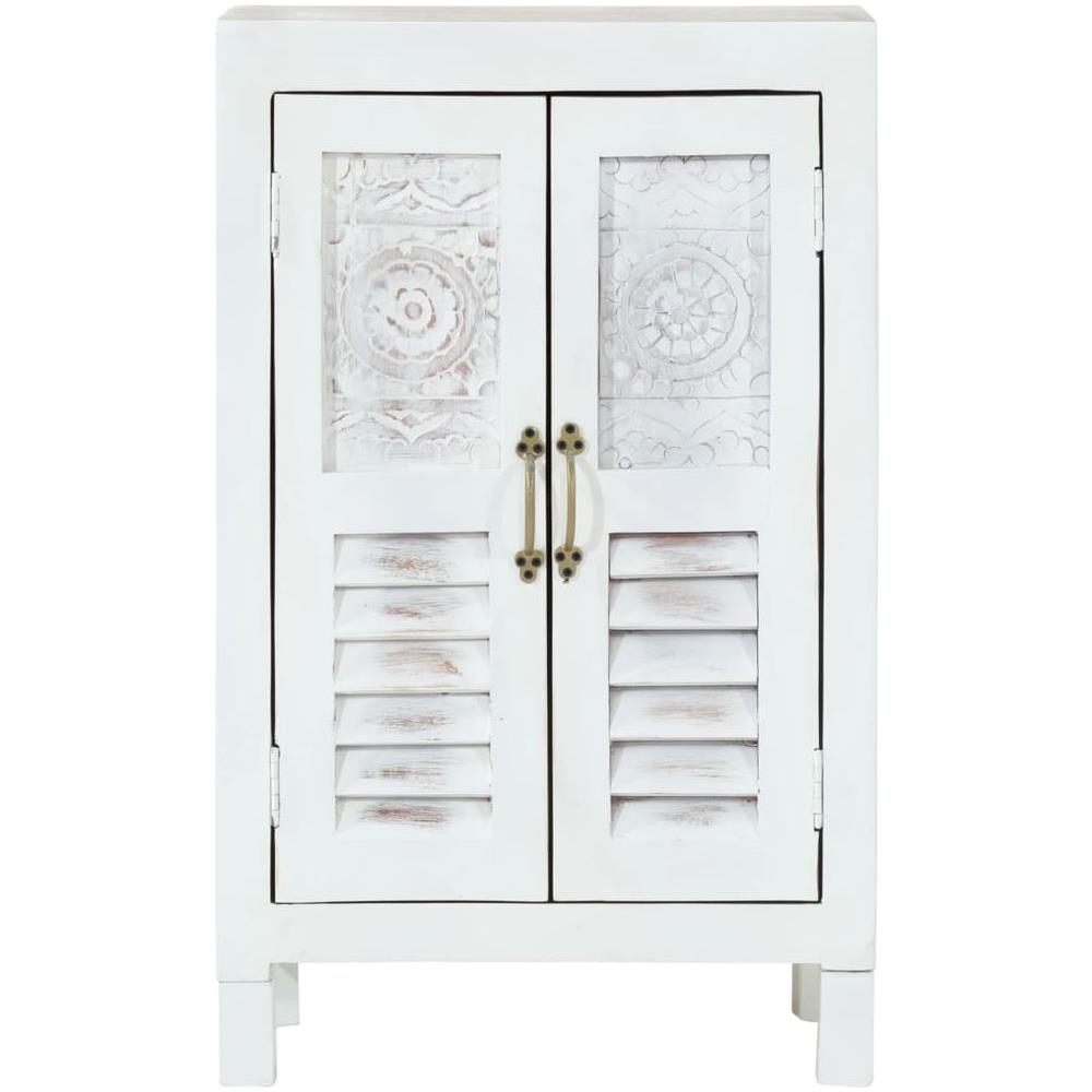 Credenza Bianca 55x30x90 Cm In Legno Massello Di Acacia - Foto 3