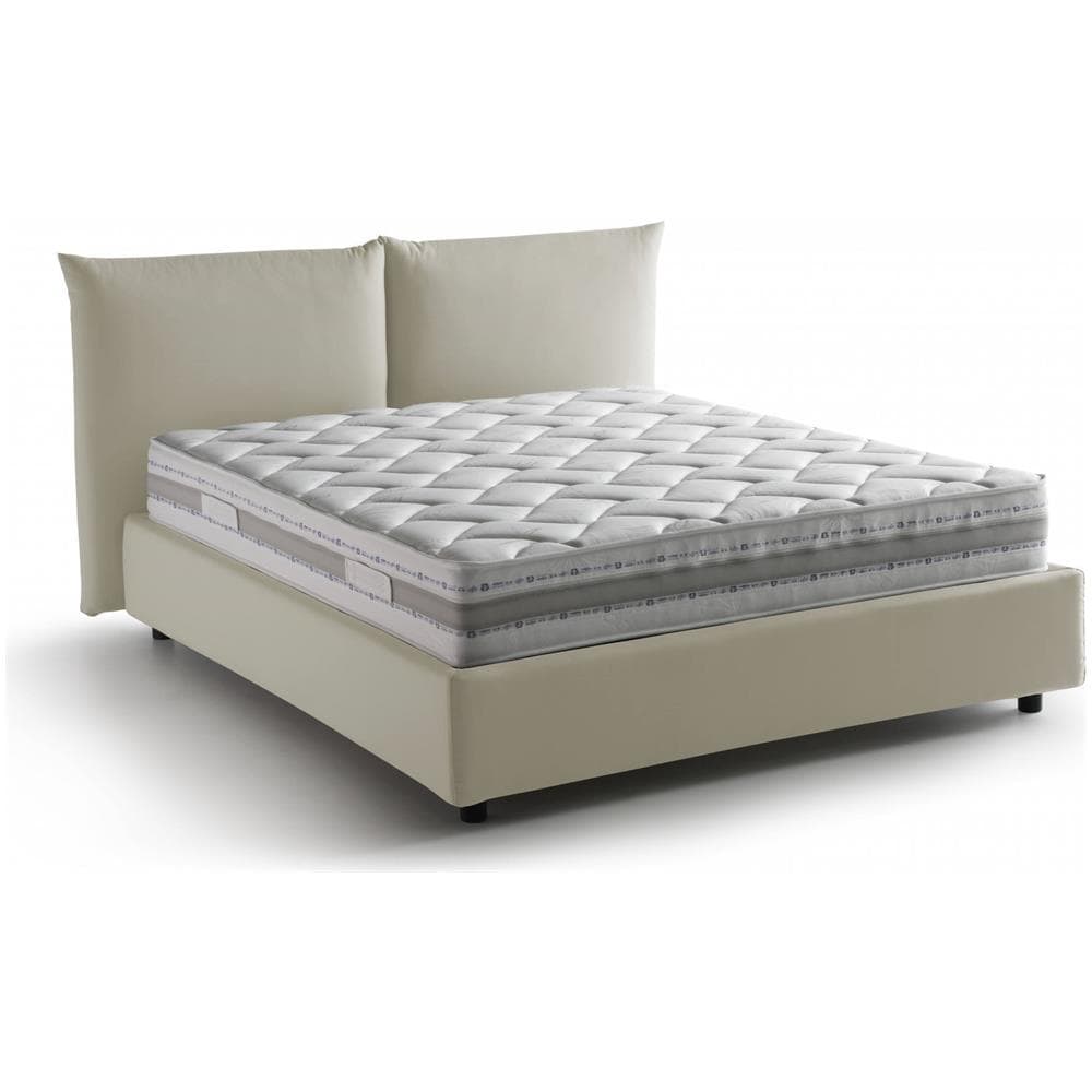 Letto Matrimoniale Cristyn, Letto Contenitore Con Rivestimento In Tessuto, 100% Made In Italy, Apertura Frontale, Con Materasso Cm 160x200 Incluso, Beige - Foto 2
