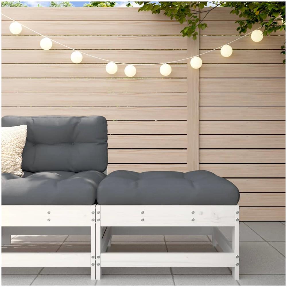 Poggiapiedi Da Giardino Con Cuscino Legno Massello Pino Bianco - Foto 1