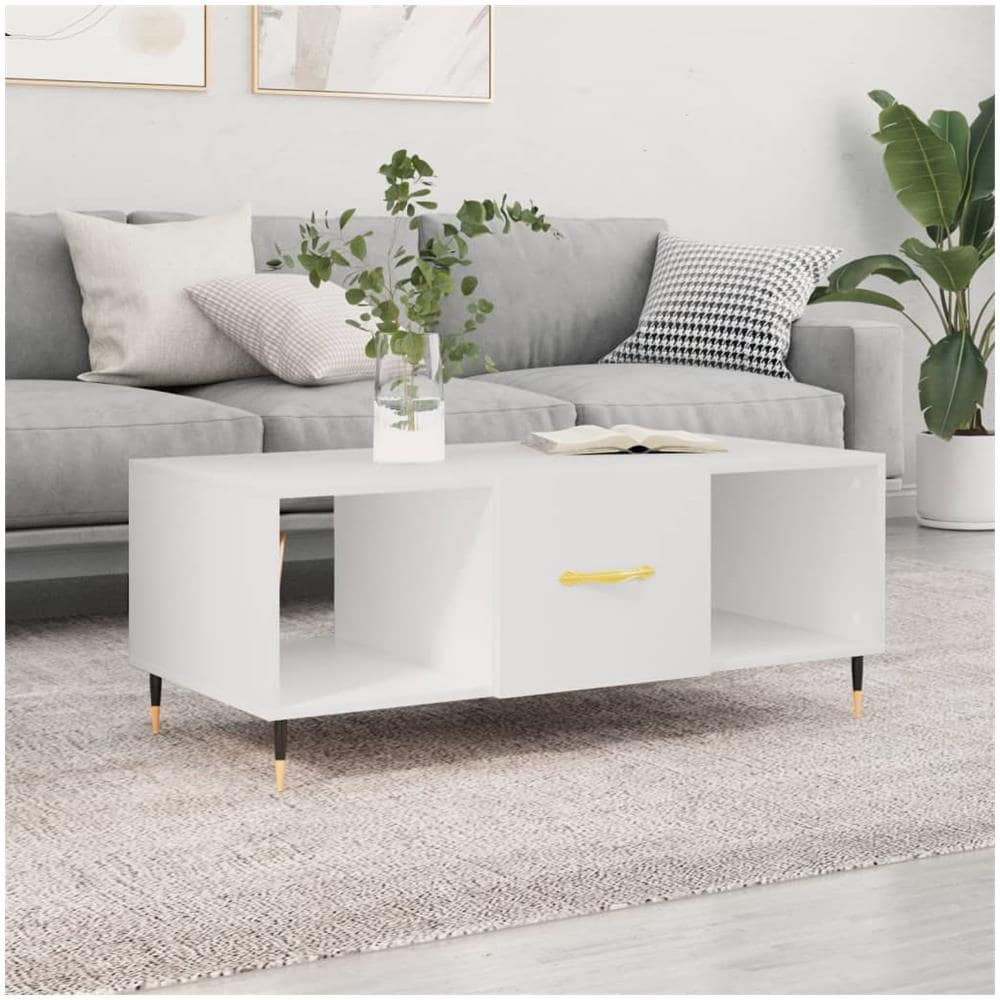 Tavolino Da Salotto Bianco 102x50x40 Cm In Legno Multistrato - Foto 1