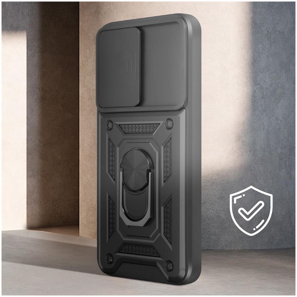 Cover Per Samsung Galaxy S23 Fe Anello Supporto Coprifotocamera Scorrevole Nera - Foto 5