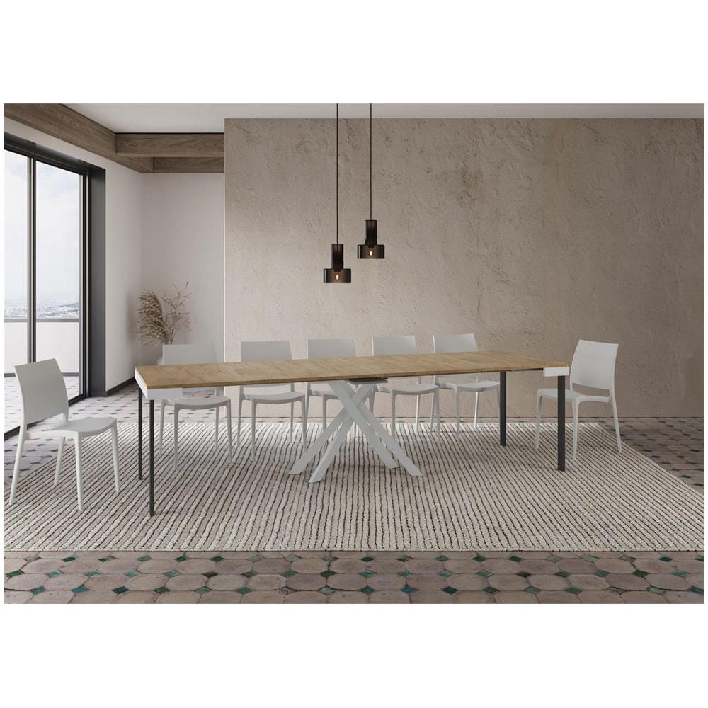 Consolle allungabile 90x40/300 cm Krack Evolution quercia natura telaio bianco - Foto 4