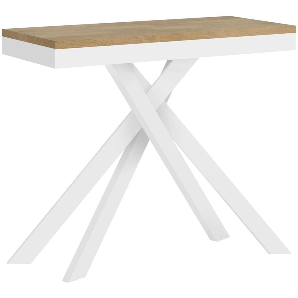 Consolle allungabile 90x40/300 cm Krack Evolution quercia natura telaio bianco - Foto 1