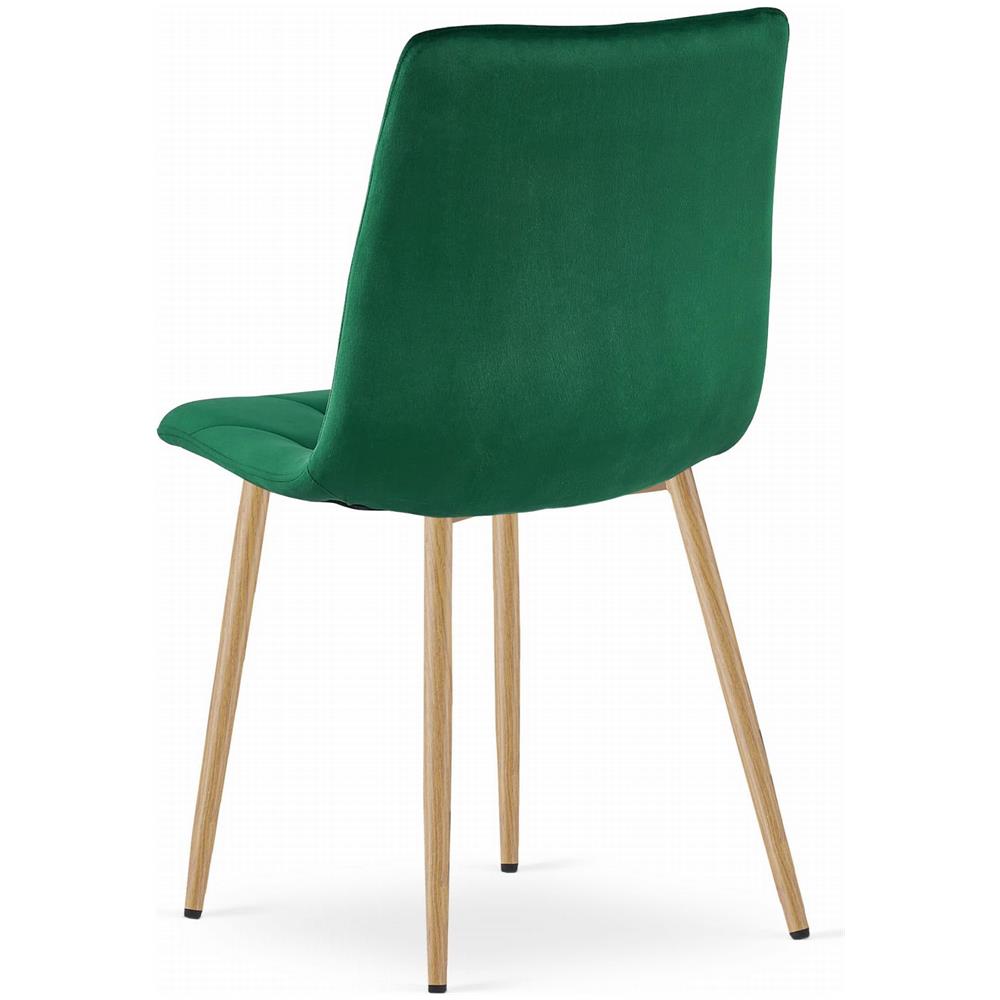 Sedia TYRA in velluto verde scuro con gambe color legno x4 - Foto 7