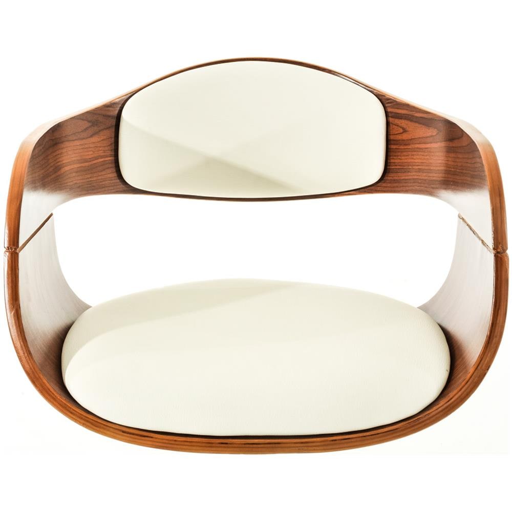 Sgabello rétro Kingston con Braccioli - Sgabello Bar Girevole 360° in Similpelle e Legno I Sgabello Alto Bancone Regolabile 63-77cm Noce / Bianco - Foto 5