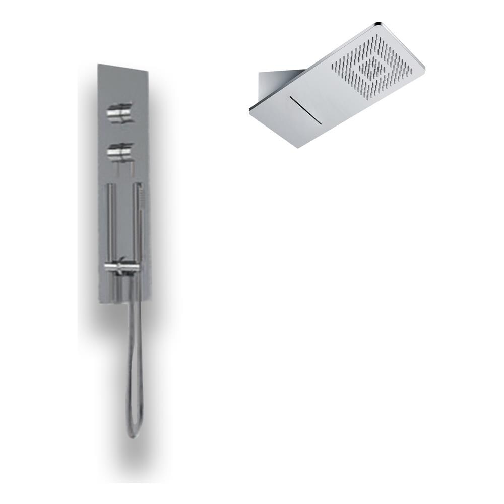 Wall Kit A Parete Da Incasso A Muro Acciaio Inox + Soffione Doccia A Parete Acciaio Inox Punta Quadrata Con Cascata - Foto 2