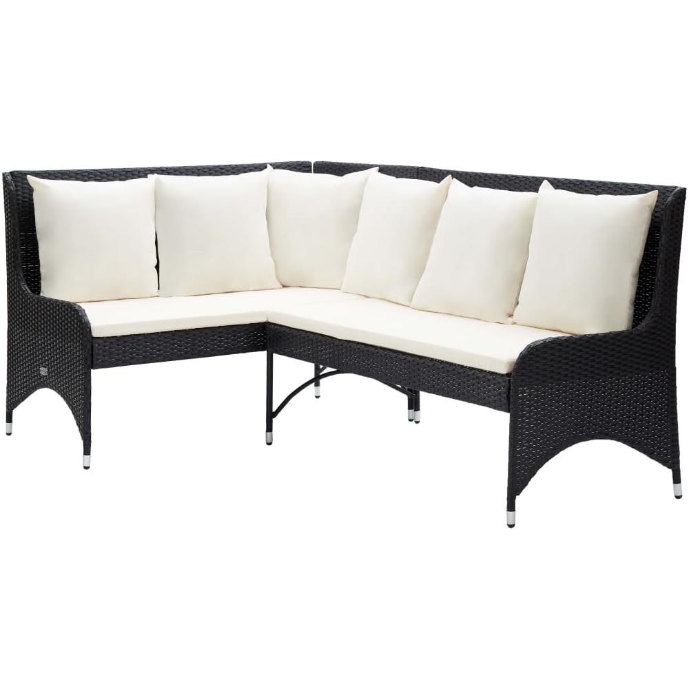 Divani Angolari Da Giardino 2 Pz In Polyrattan Nero - Foto 1