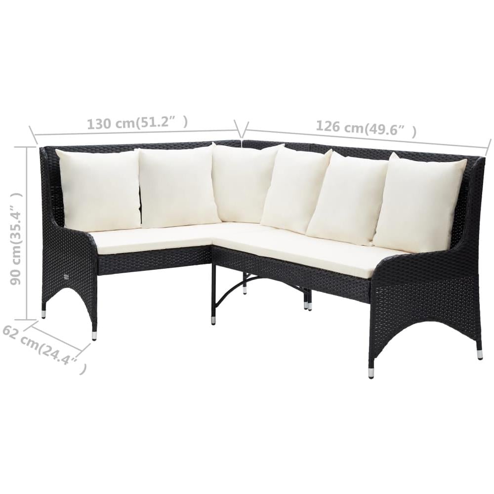 Divani Angolari Da Giardino 2 Pz In Polyrattan Nero - Foto 6