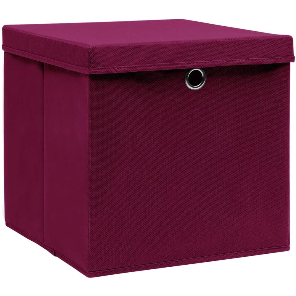 Contenitori con Coperchi 10 pz 28x28x28 cm Rosso Scuro - Foto 3