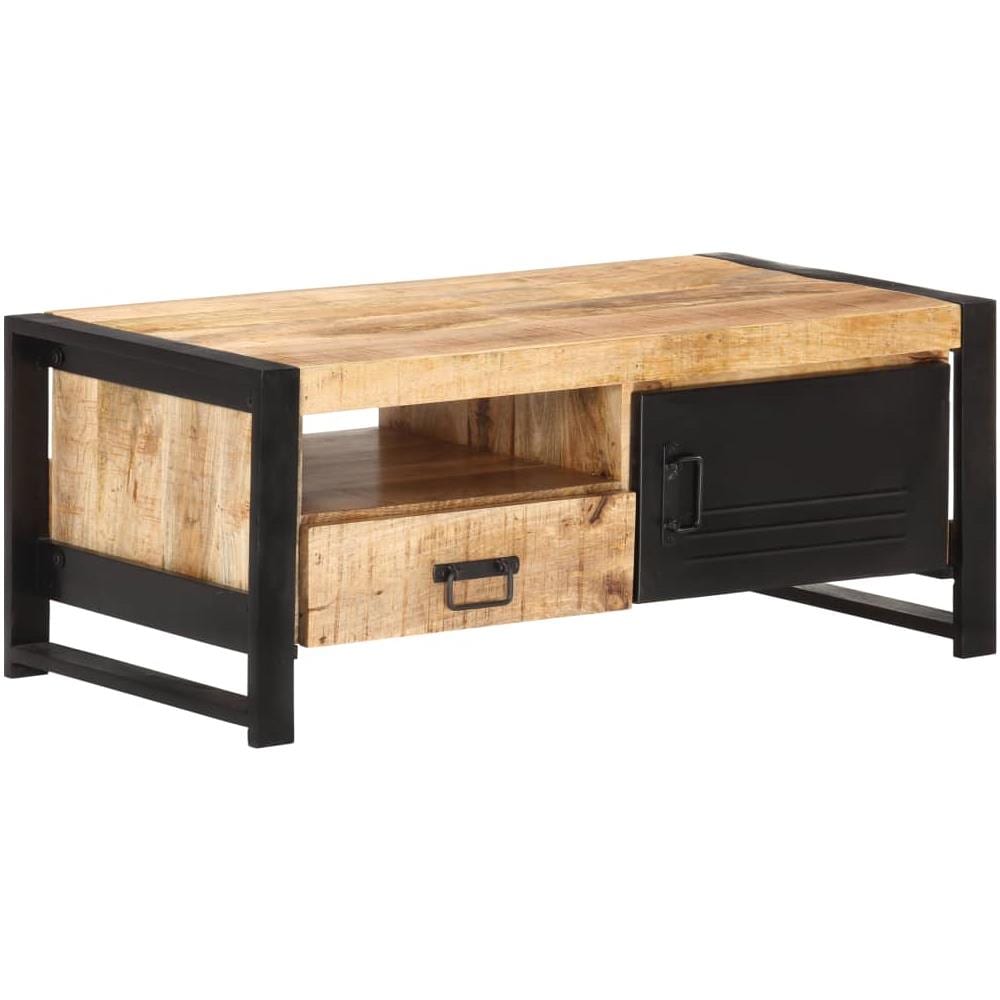 Tavolino da Caffè 100x50x40 cm in Legno Grezzo di Mango - Foto 1