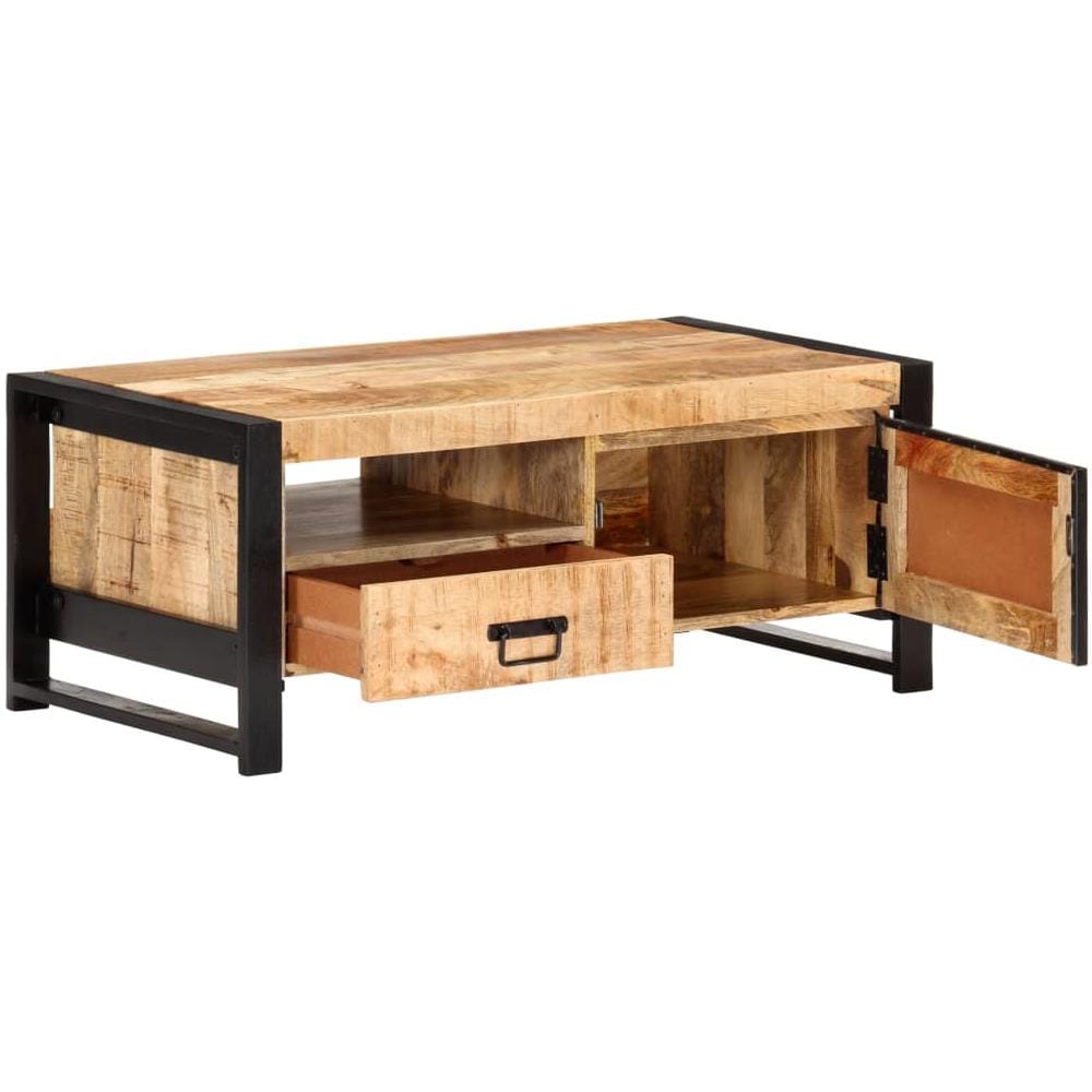 Tavolino da Caffè 100x50x40 cm in Legno Grezzo di Mango - Foto 2