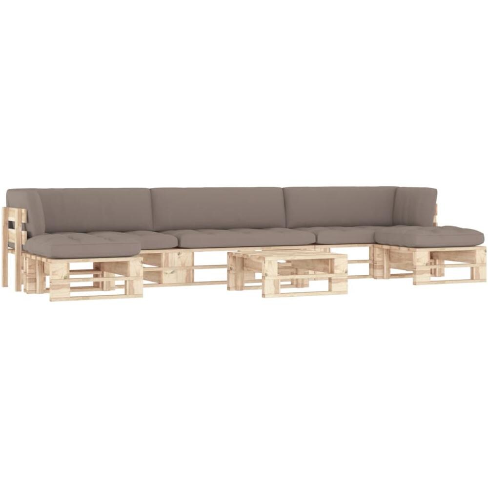 Set Divani su Pallet 6 pz e Cuscini in Legno di Pino Impregnato - Foto 1