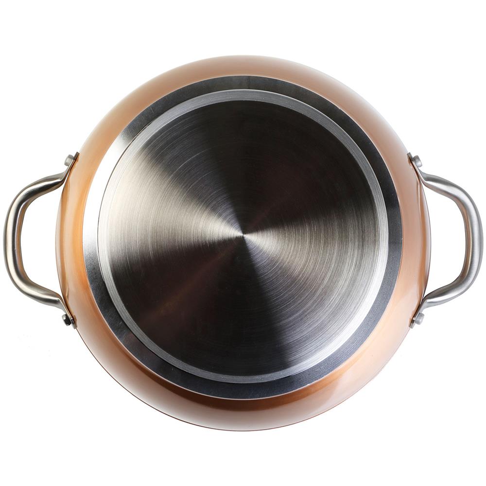 Professional Casseruola Bassa 24cm Induzione, Antiaderente Ecologico, Alluminio Forgiato Rame - Foto 2