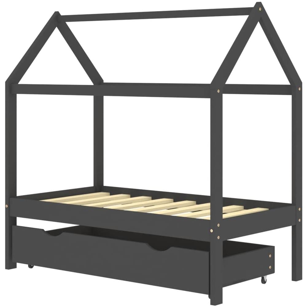 Giroletto Bambini Cassetto Grigio Scuro Pino Massello 70x140 Cm - Foto 2