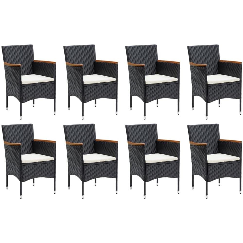 Set Pranzo Da Giardino 9 Pz Con Cuscini In Polyrattan Nero - Foto 3