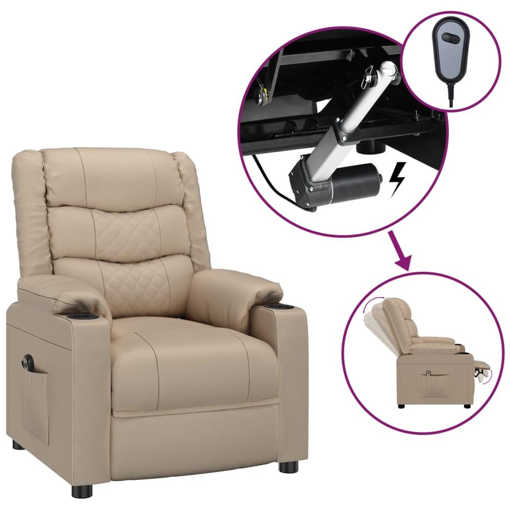 Poltrona Reclinabile Elettrica Cappuccino In Similpelle - Foto 2