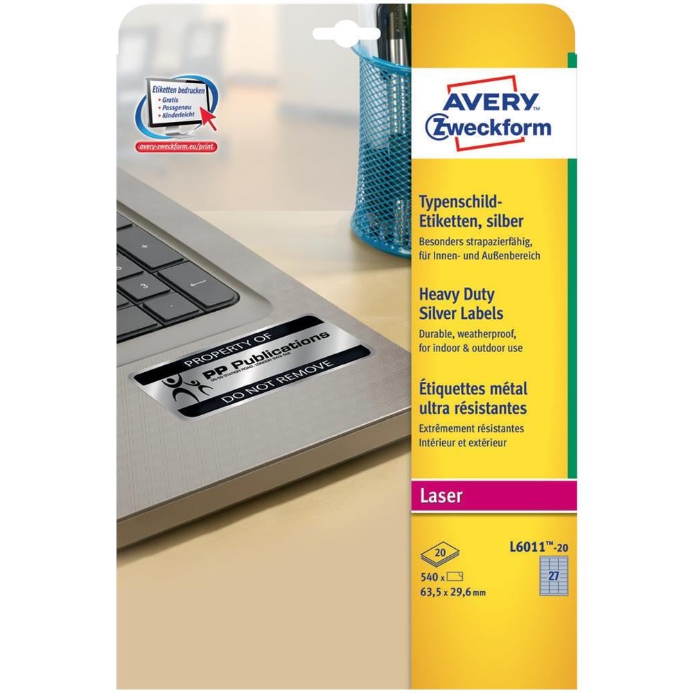 L6011-20 etichetta autoadesiva Rettangolo con angoli arrotondati Permanente Argento 540 pz - Foto 2