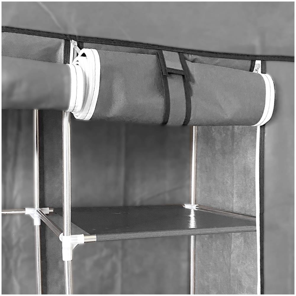 Armadio Spogliatoio In Tessuto Con Ante Con Cerniera Home Misure 170x130x45 Cm Grigio - Foto 2