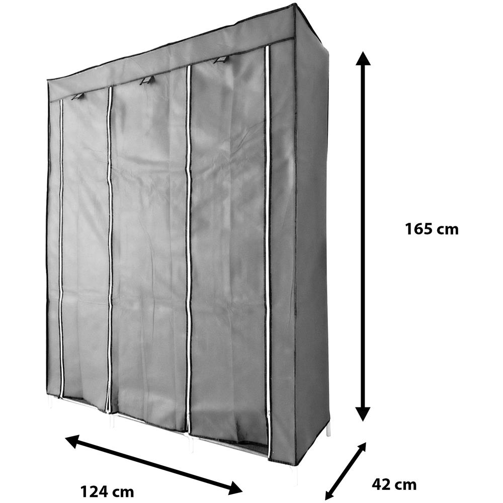 Armadio Spogliatoio In Tessuto Con Ante Con Cerniera Home Misure 170x130x45 Cm Grigio - Foto 7