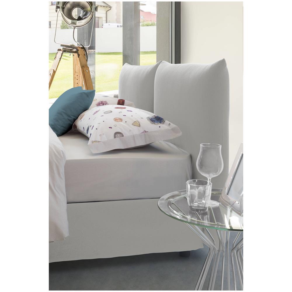 Letto Matrimoniale Cristyn, Letto Contenitore Con Rivestimento In Tessuto, 100% Made In Italy, Apertura Frontale, Con Materasso Cm 160x200 Incluso, Bianco - Foto 4