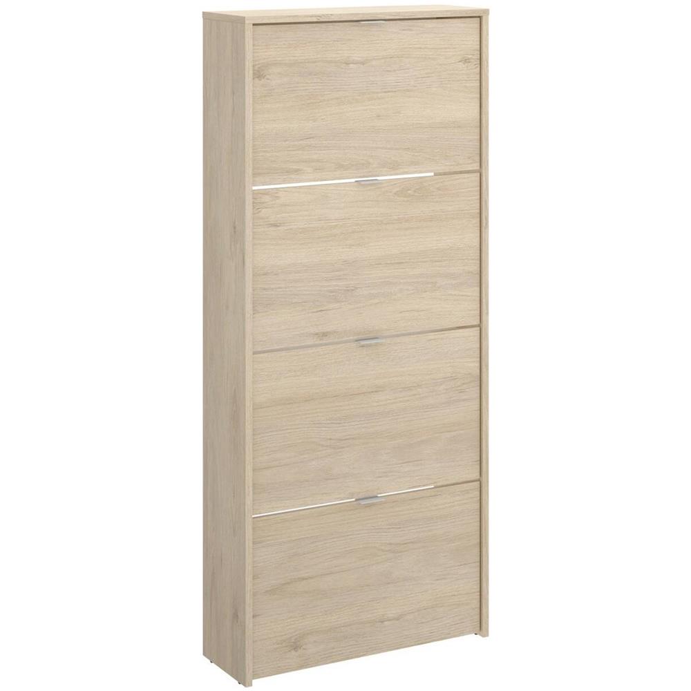 Scarpiera Vettore, Portascarpe Salvaspazio Da Ingresso, Mobiletto Porta Scarpe A 4 Ante A Ribalta, 61x25h149 Cm, Rovere - Foto 2