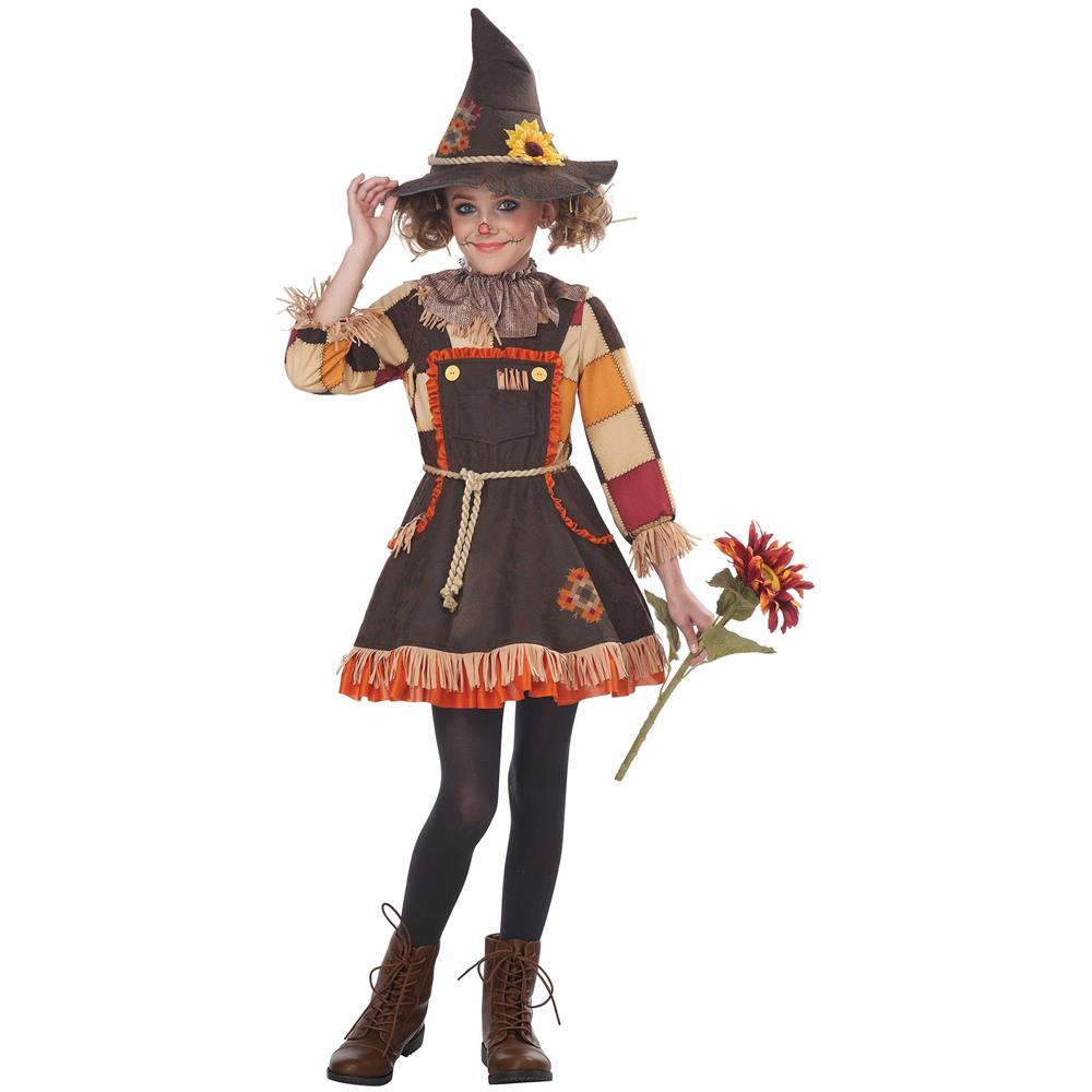 Costume Girasole E Spaventapasseri Per Bambina – Vestito Carnevale E Halloween Con Cappello E Borsa