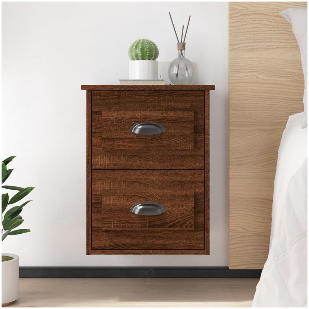 Comodino A Parete Rovere Marrone 41,5x36x53 Cm - Foto 1