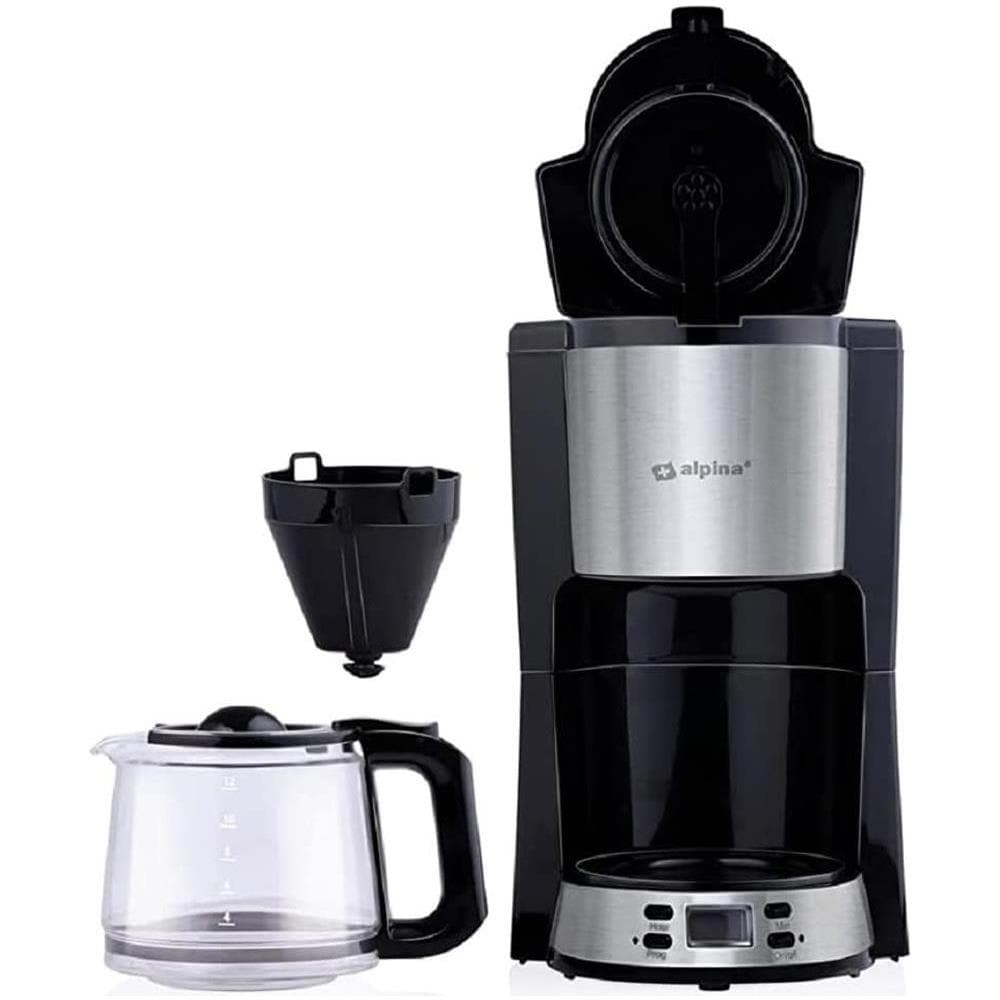 Macchina per Caffè Filtro Alpina 1,5 L 12 Tazze Brocca in Vetro Display Digitale Nero - Foto 1