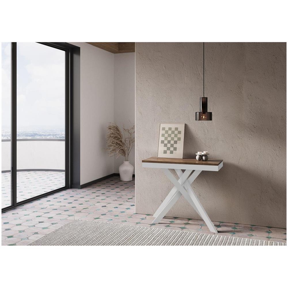 Consolle allungabile 90x40/300 cm Krack Evolution noce telaio bianco - Foto 2