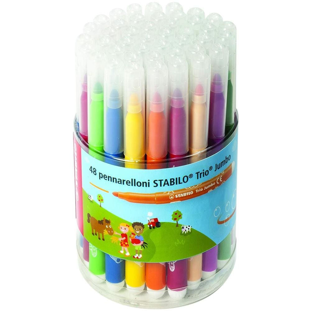 Trio Jumbo - Pennarellone super lavabile - Barattolo con 48 Pennarello in 12 Colori assortiti - Foto 1