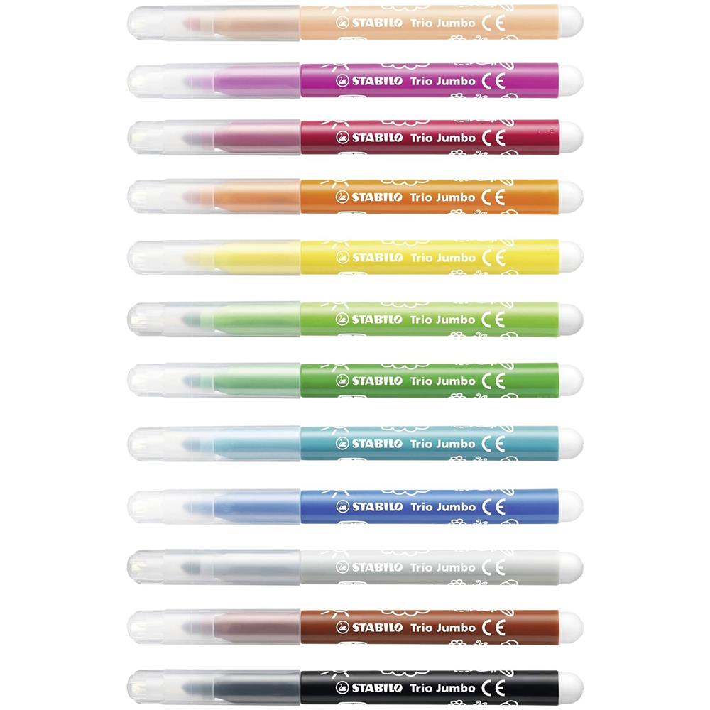 Trio Jumbo - Pennarellone super lavabile - Barattolo con 48 Pennarello in 12 Colori assortiti - Foto 2