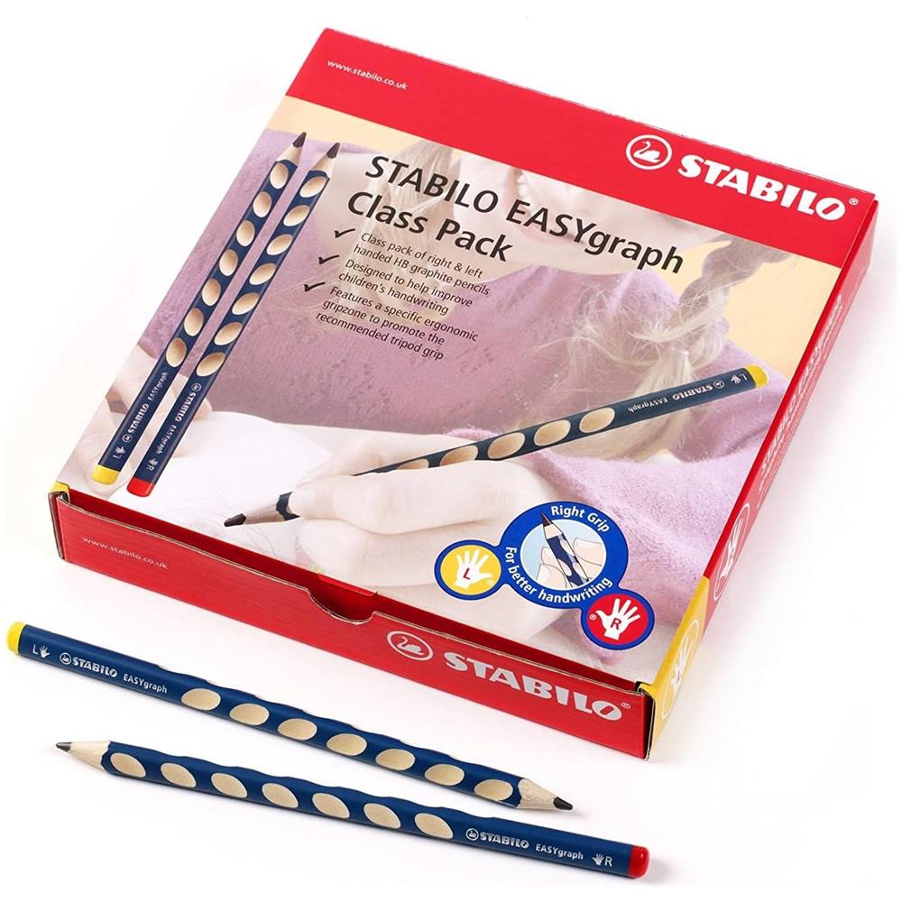 EASYgraph - Matita Ergonomica triangolare - Class Pack da 48 (8 per Mancini, 40 per Destrimani) - in Petrolio - Gradazione HB - Foto 1