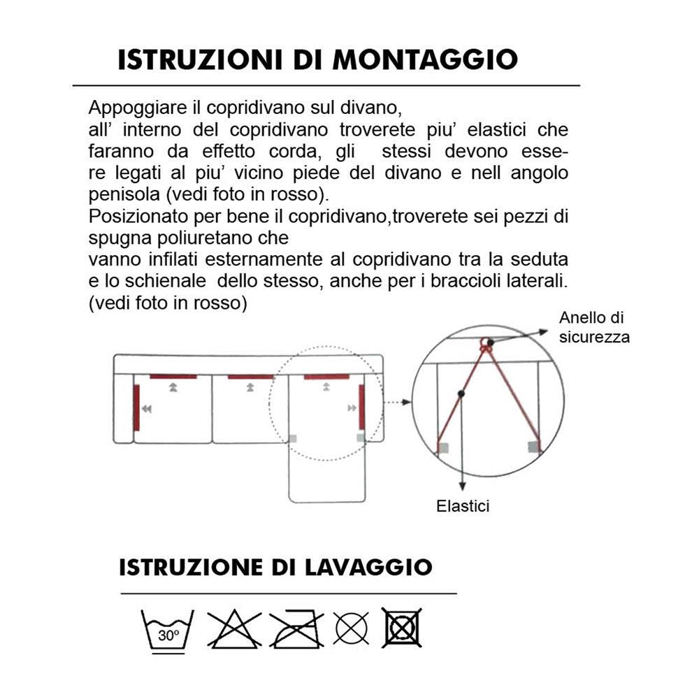 Copridivano Con Penisola Chaise Longue Tinta Unita Grigio Mod Capri Destra Grigio - Foto 2