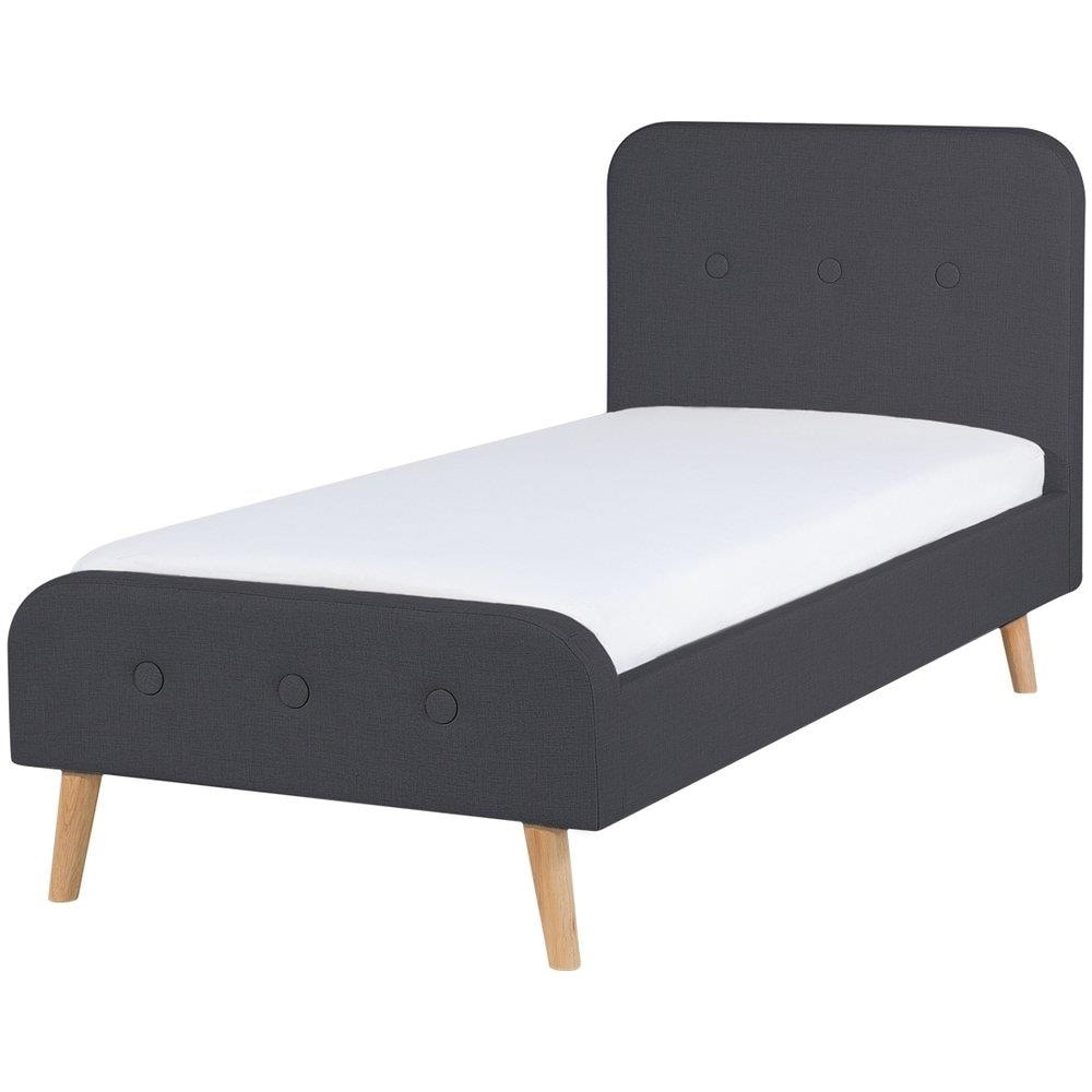 Letto Singolo In Tessuto Grigio 90x200cm - Rennes - Foto 1
