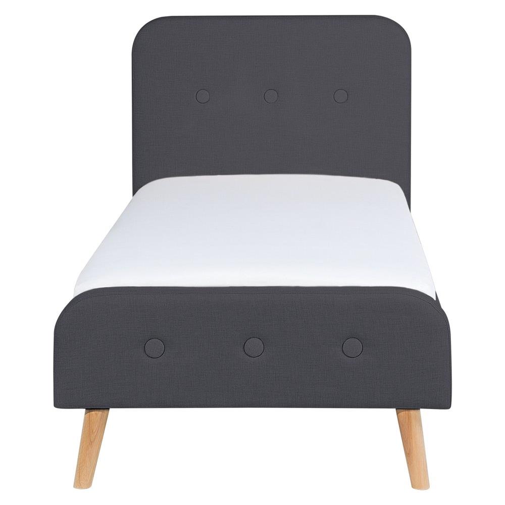 Letto Singolo In Tessuto Grigio 90x200cm - Rennes - Foto 2