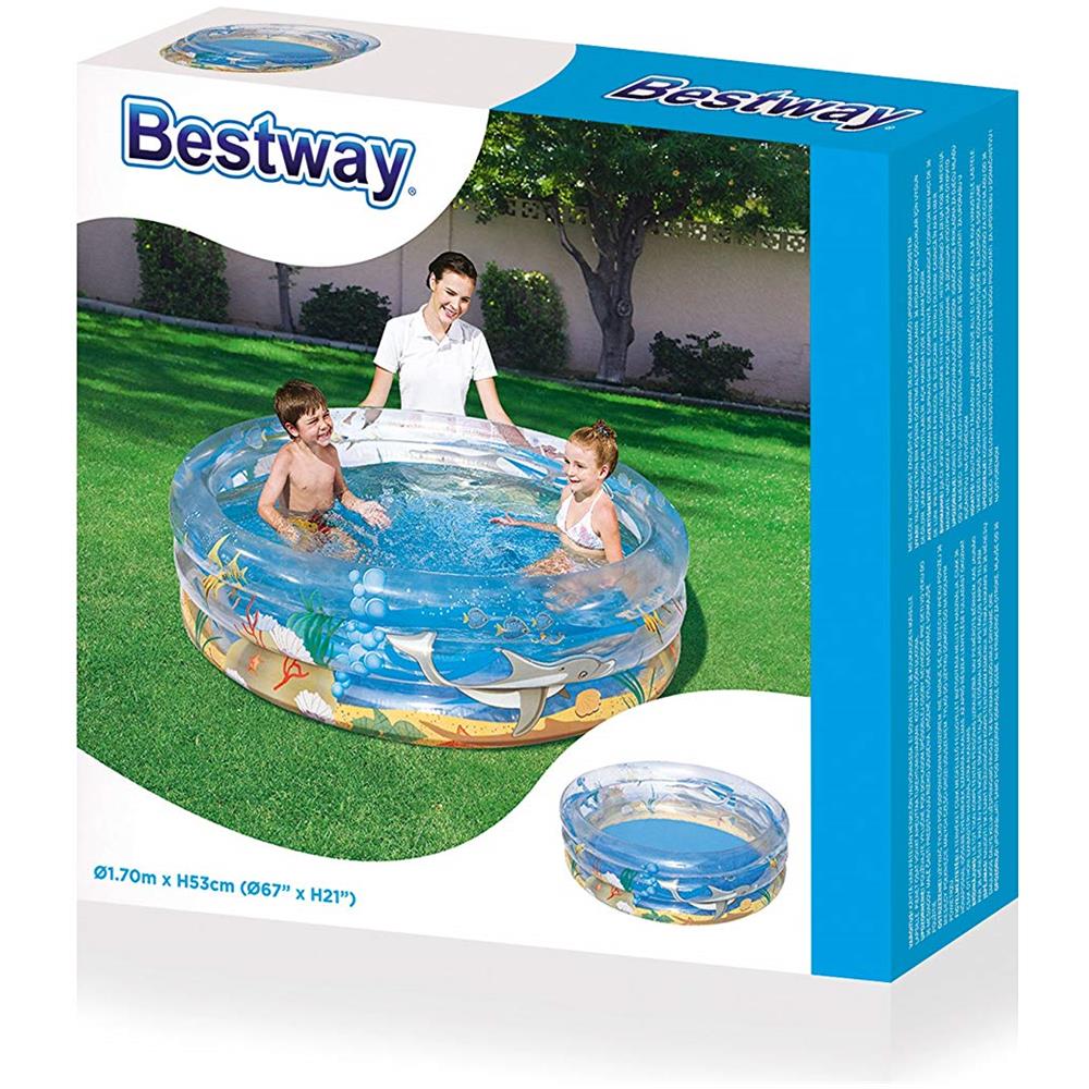 51048 - Piscina Trasparente Sea Life A 3 Anelli, 170x53cm, Un Singolo Pezzo - Foto 3