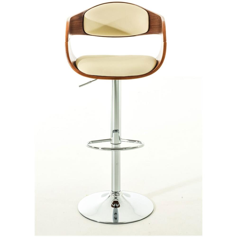 Sgabello rétro Kingston con Braccioli - Sgabello Bar Girevole 360° in Similpelle e Legno I Sgabello Alto Bancone Regolabile 63-77cm Noce / Crema - Foto 2