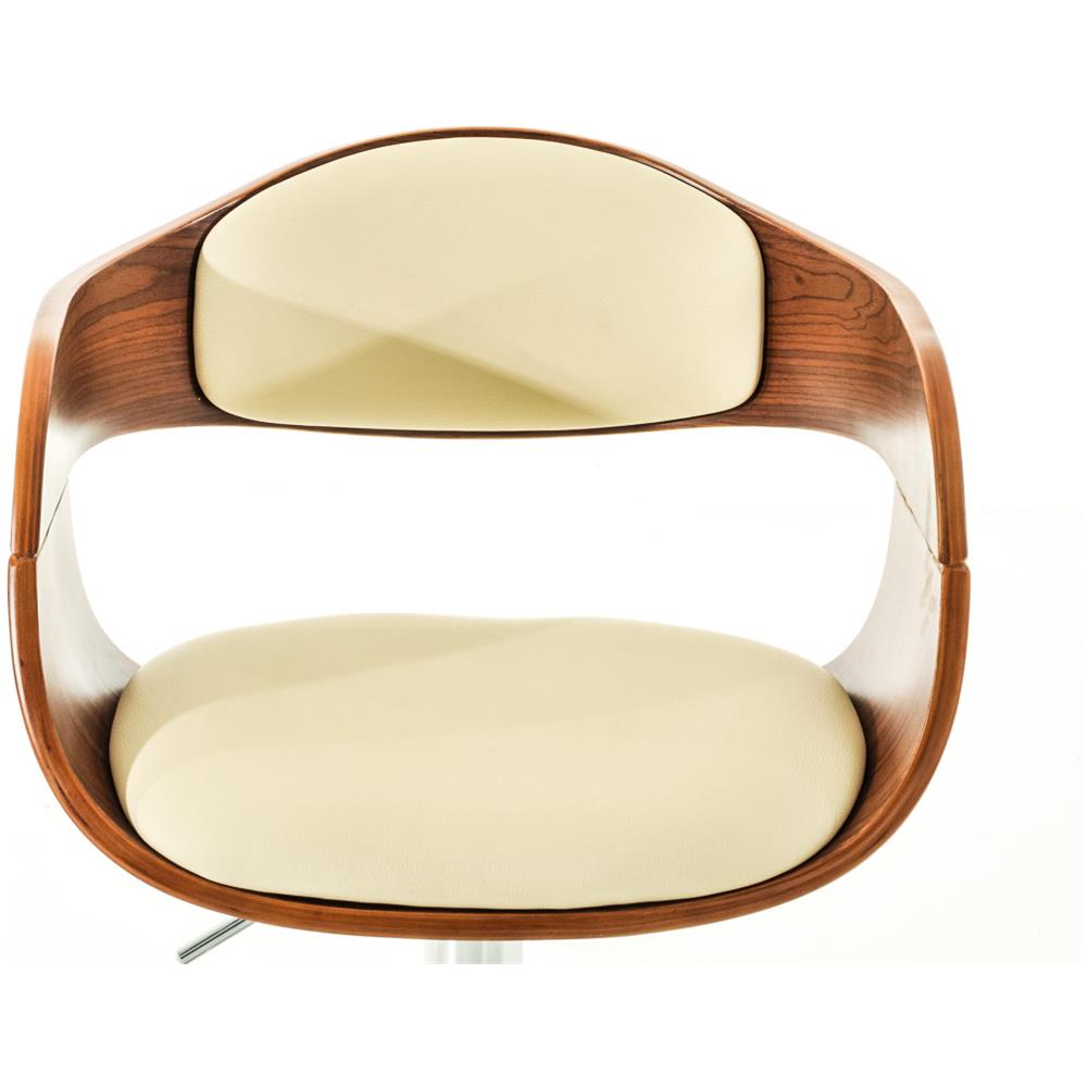 Sgabello rétro Kingston con Braccioli - Sgabello Bar Girevole 360° in Similpelle e Legno I Sgabello Alto Bancone Regolabile 63-77cm Noce / Crema - Foto 5