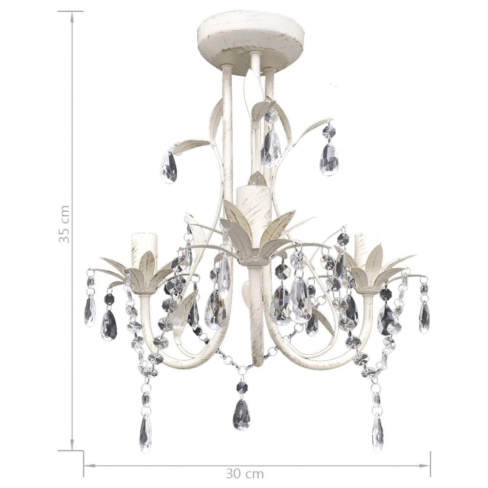 Lampadario Con Pendenti In Cristallo 4 Pz Bianco Elegante - Foto 8