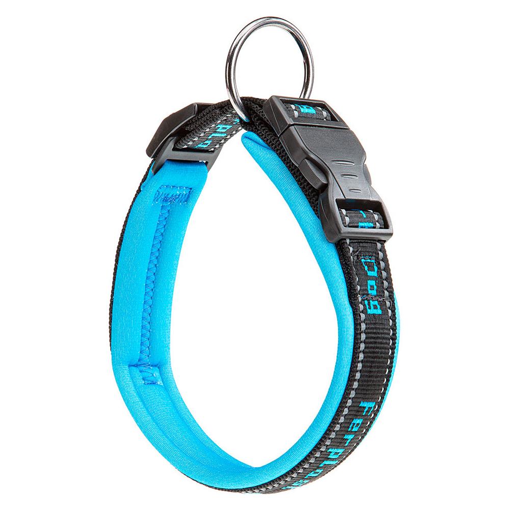 Collare Per Cani Sport Dog C25/65, Soffice Imbottitura, Cuciture Riflettenti, Etichetta Per Nome Dell'animale, A: 55÷65 Cm - B: 25 Mm Blu - Foto 1