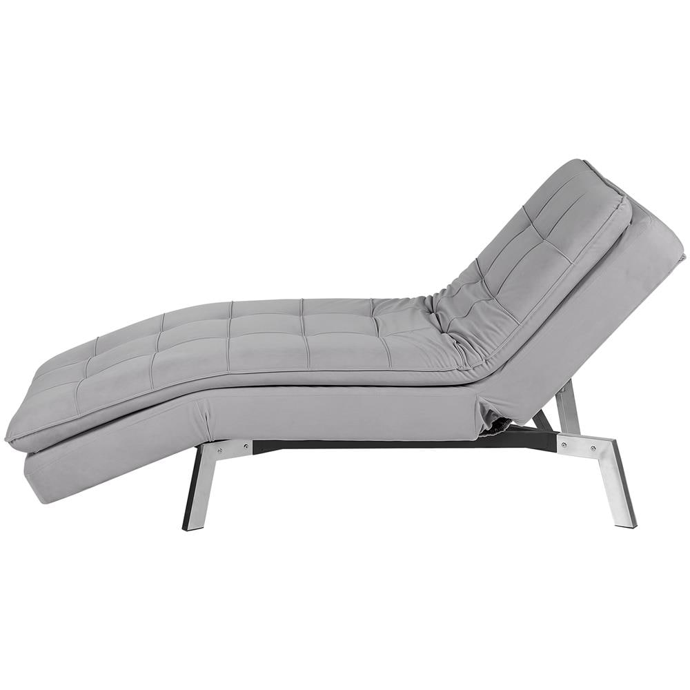 Chaise Longue Regolabile In Velluto Grigio Chiaro Loiret - Foto 1
