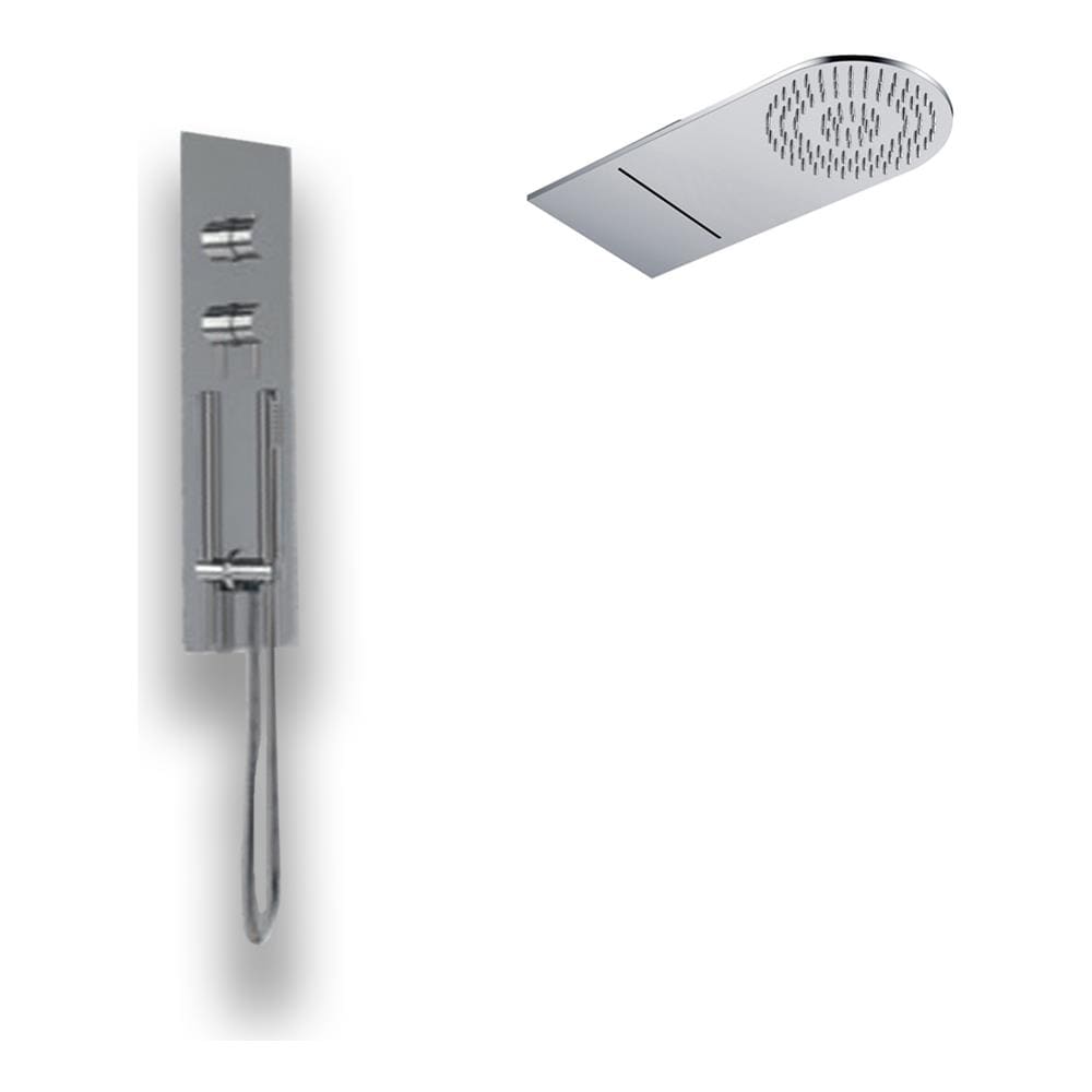 Wall Kit A Parete Da Incasso A Muro Acciaio Inox + Soffione Doccia A Parete Acciaio Inox Punta Tonda Con Cascata - Foto 2