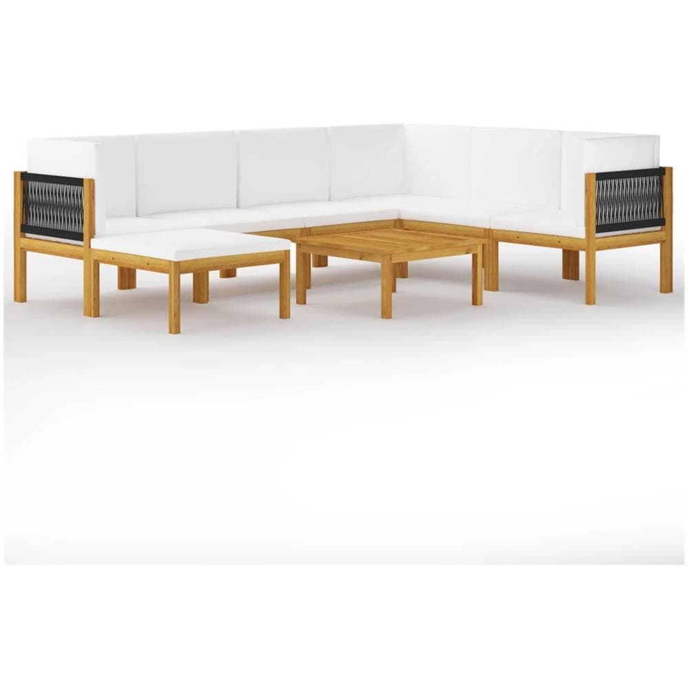 Set Divani Da Giardino 8 Pz Con Cuscini Crema Massello Acacia - Foto 1